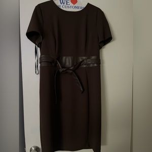 Calvin Klein Brown dress with faux leather belt